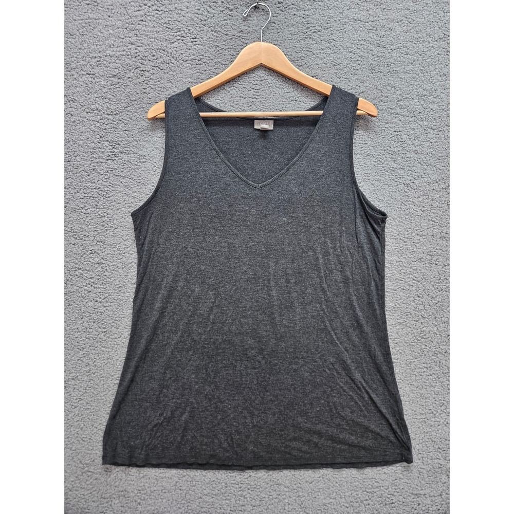 J. Jill Tank Top Large Gray V-Neck Stretch Sleeveless Jersey Knit Casual